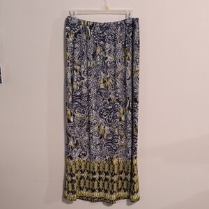 Christopher & Banks Blue and Yellow Paisley Maxi Skirt